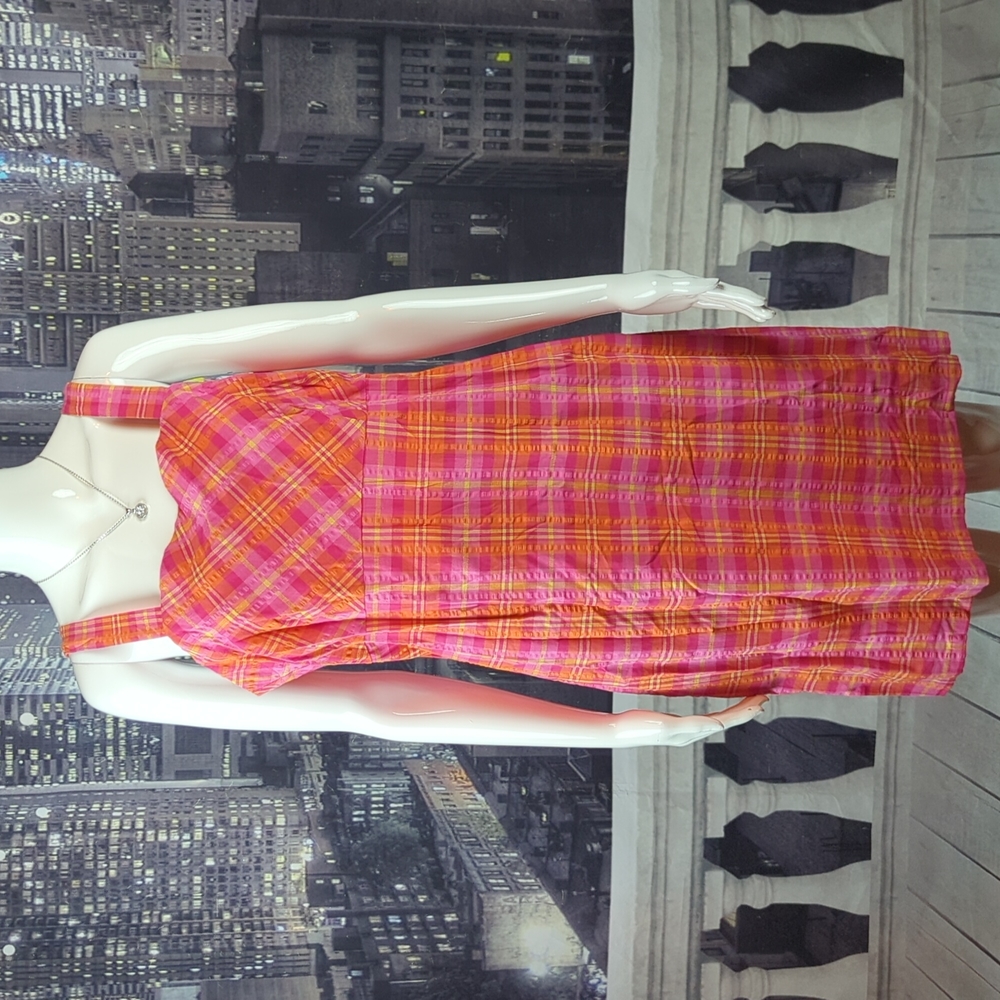 28. Willow Bay sz M Vintage 90s New With Tags 100% Cotton Sleeveless Plaid Dress